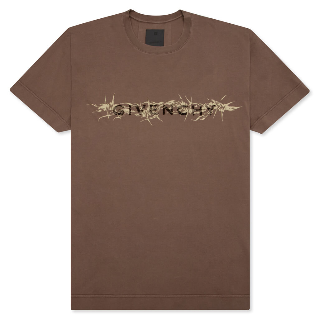 Barbed Wire Tufting Washed T-Shirt - Chocolate