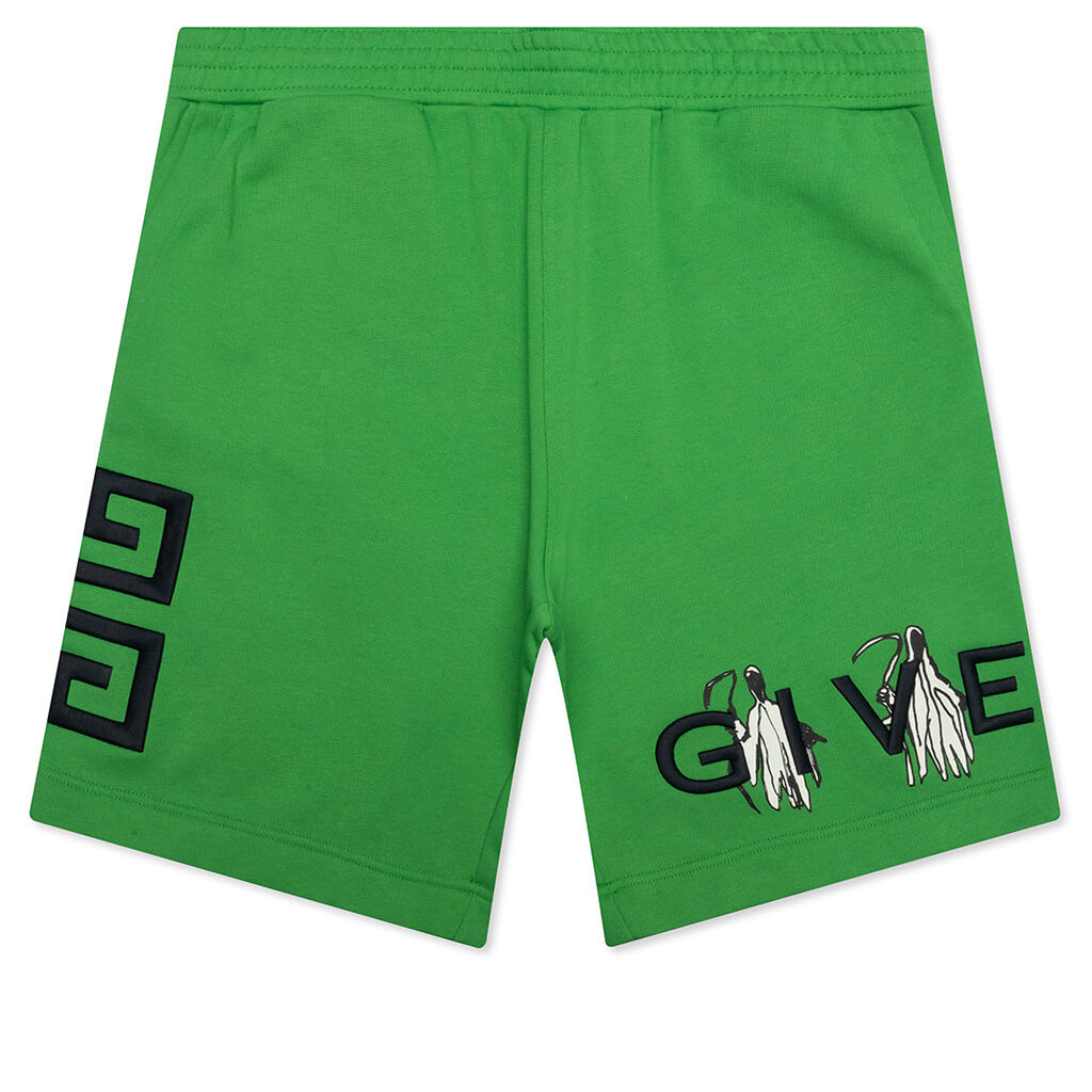 Boxy Fit Branding Embroidery Shorts - Apple Green