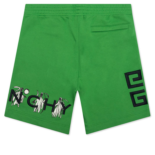 Boxy Fit Branding Embroidery Shorts - Apple Green