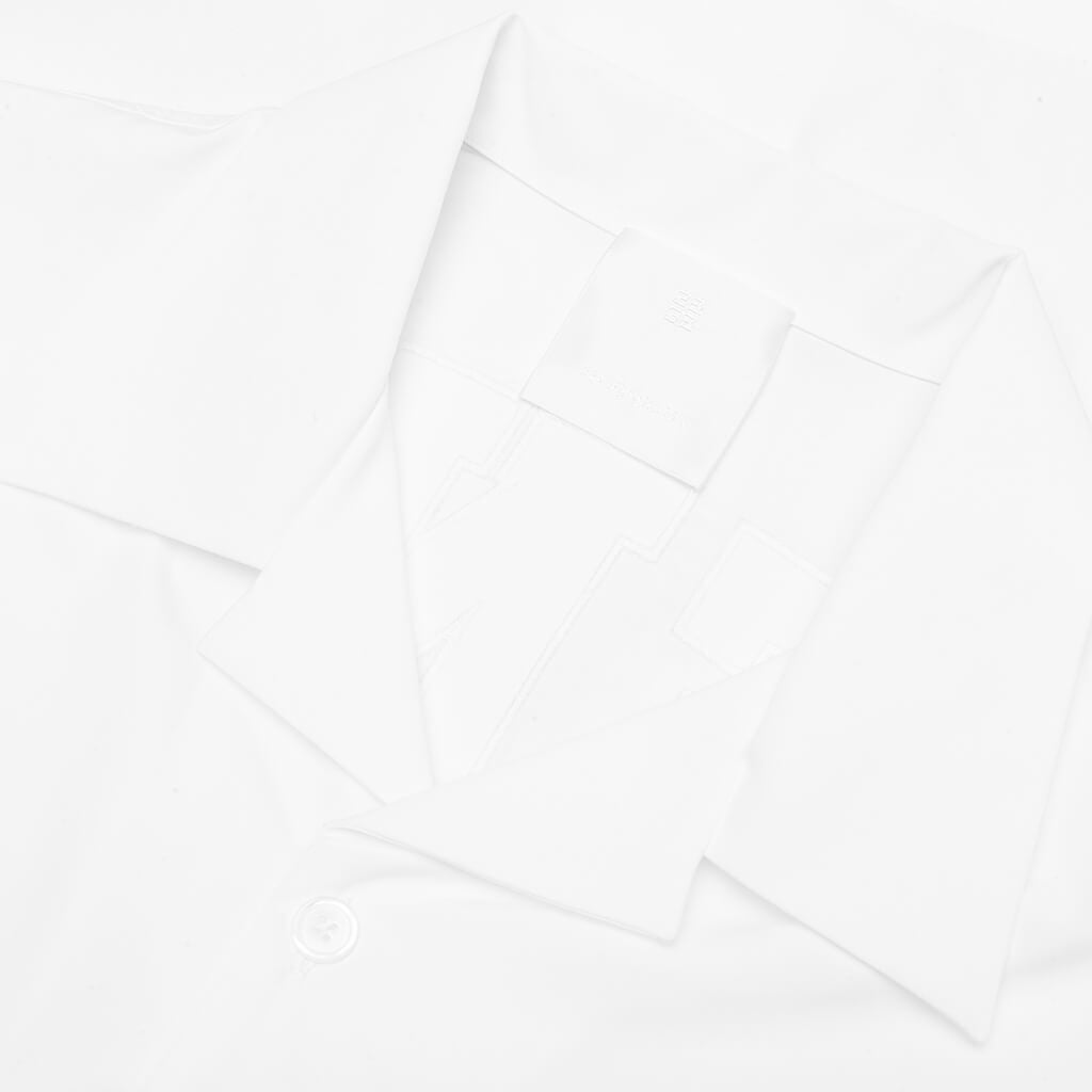 Boxy Fit Shirt w/ Hawaiian Collar - White