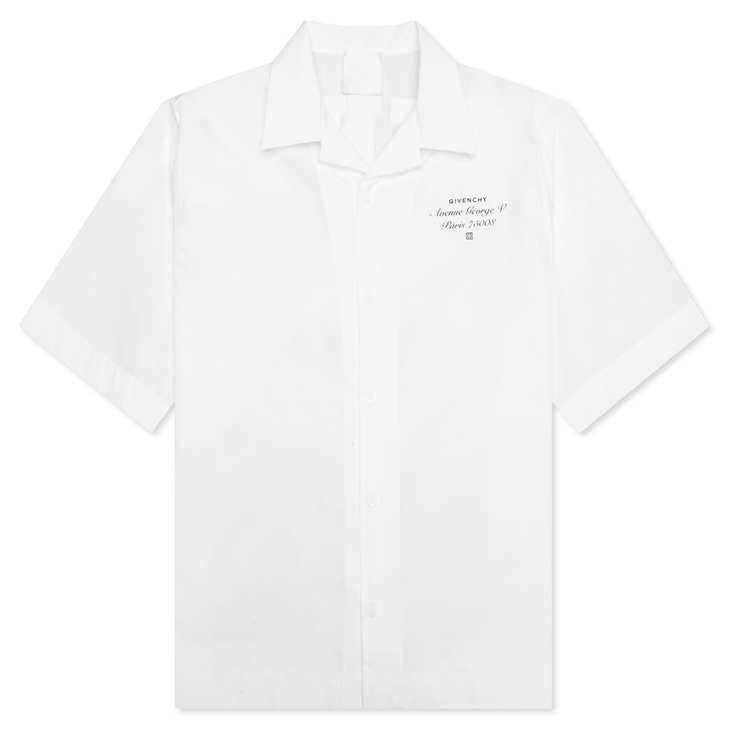 Boxy Fit Shirt w/ Hawaiian Collar - White