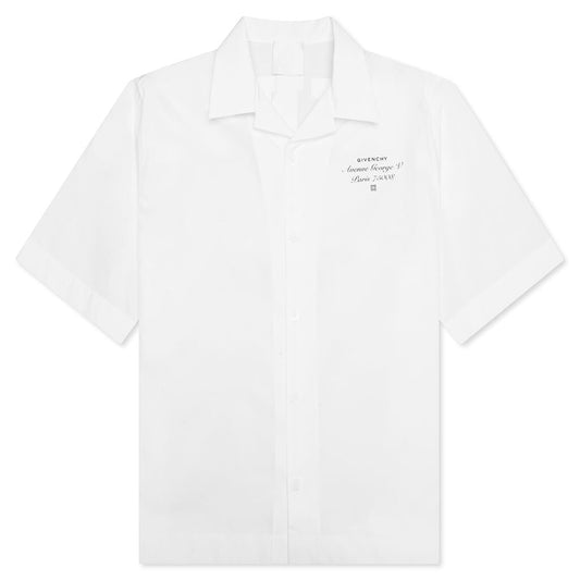 Boxy Fit Shirt w/ Hawaiian Collar - White