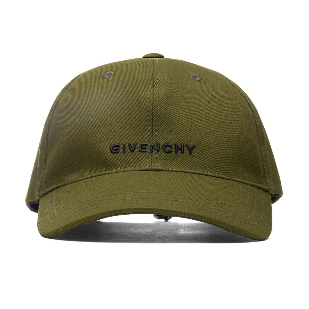 Curved Cap With Embroidered Logo - Dark Khaki