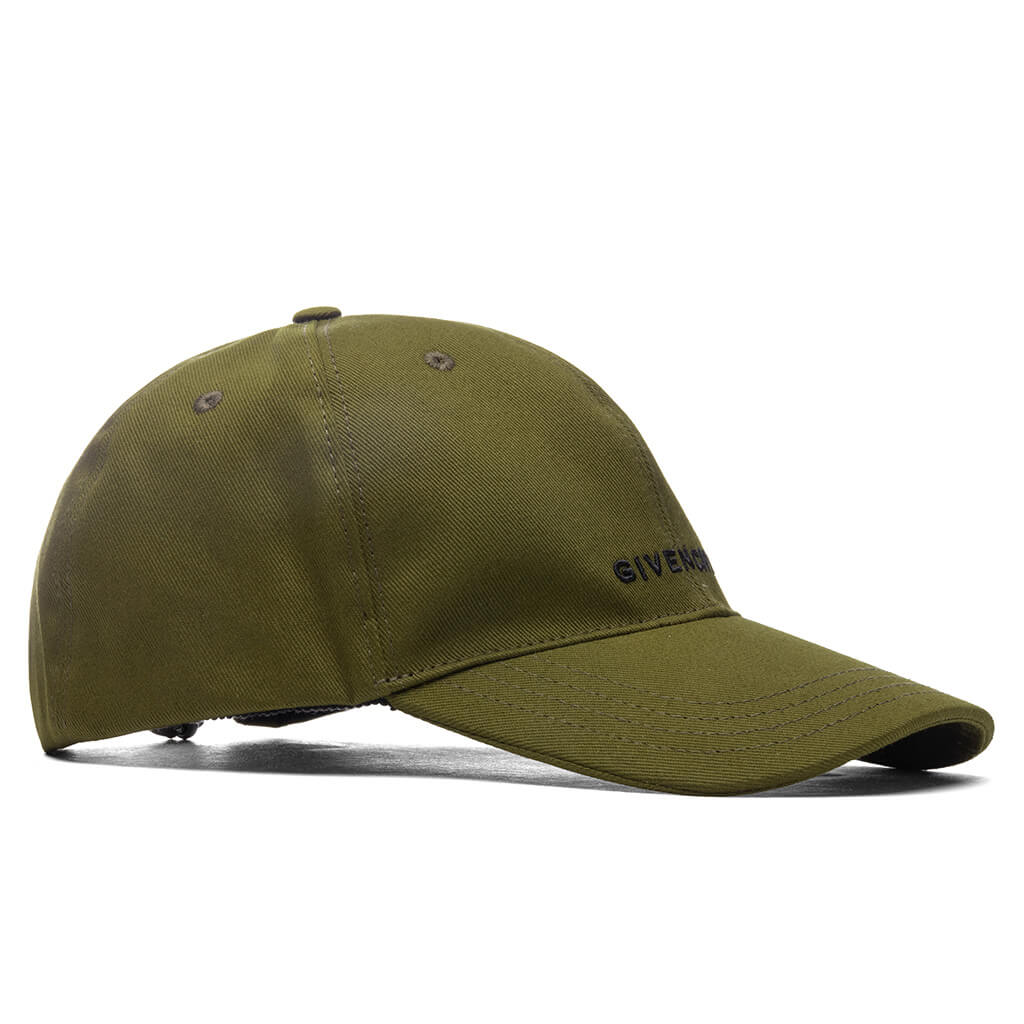 Curved Cap With Embroidered Logo - Dark Khaki