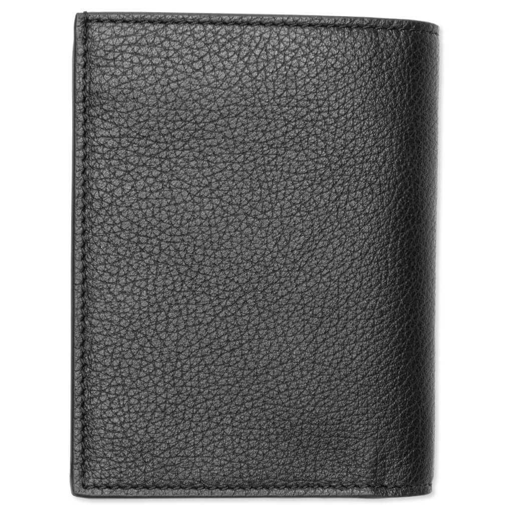 Grained Leather Card Holder 6cc - Black