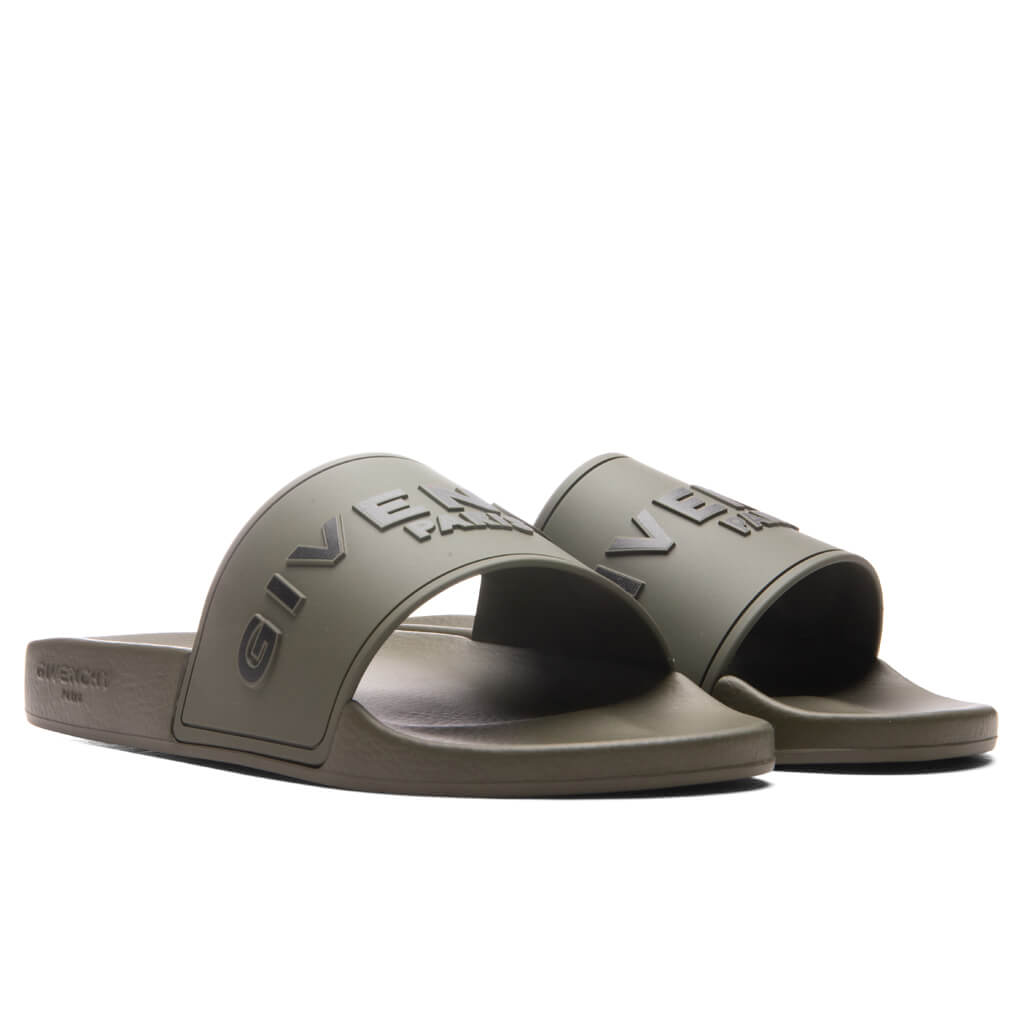 Slide Flat Sandals - Khaki