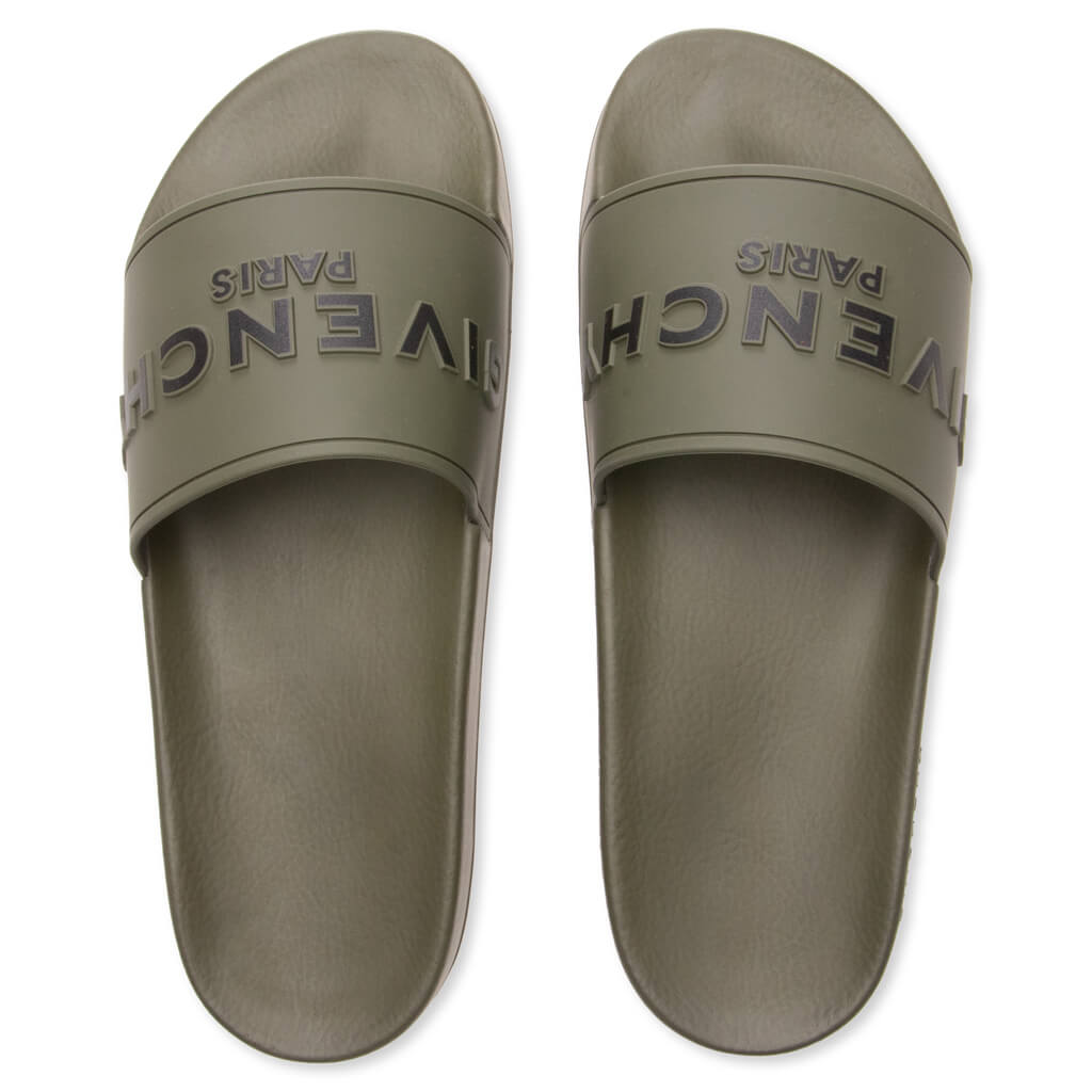 Slide Flat Sandals - Khaki