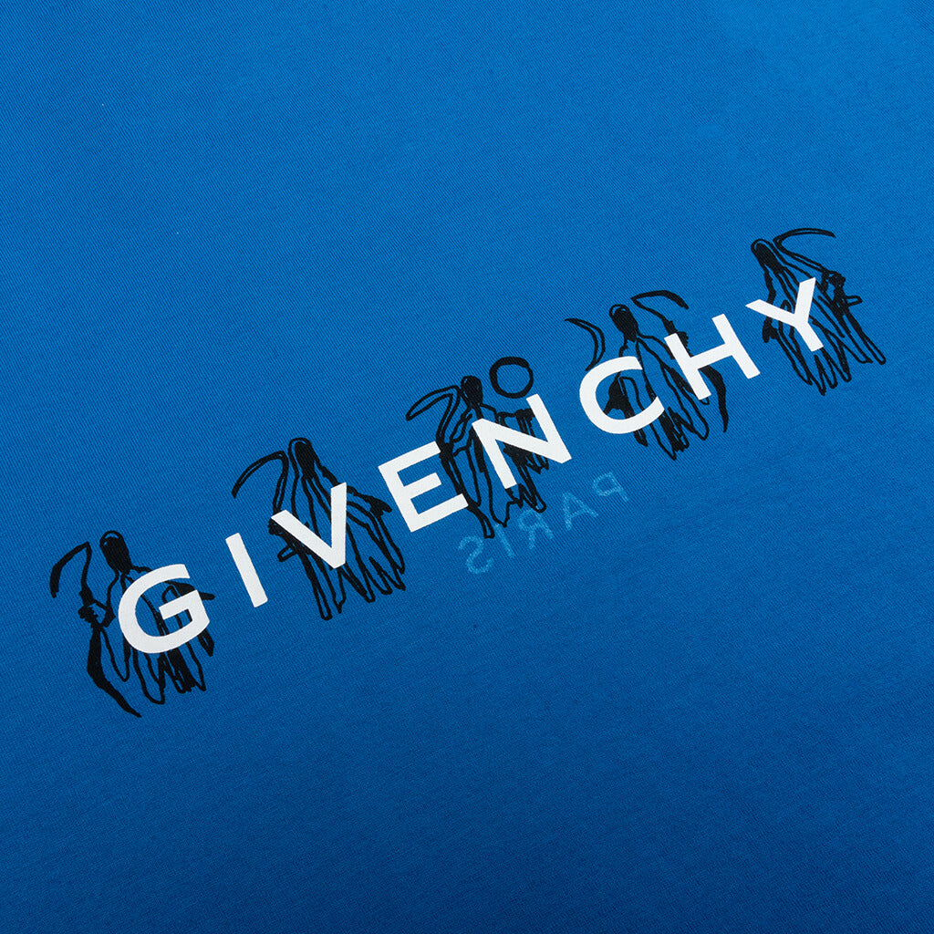 Slim Fit Reversed Print T-Shirt - Bright Blue