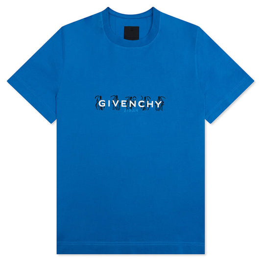 Slim Fit Reversed Print T-Shirt - Bright Blue
