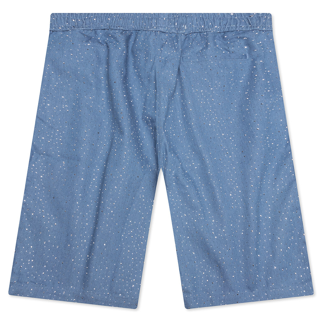 Glitter Baggy Denim Shorts - Light Indigo