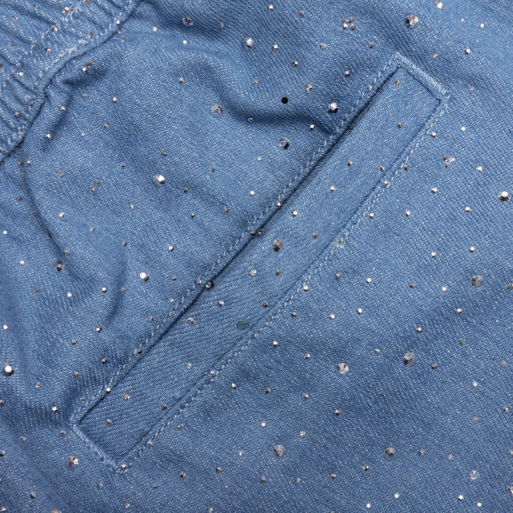 Glitter Baggy Denim Shorts - Light Indigo