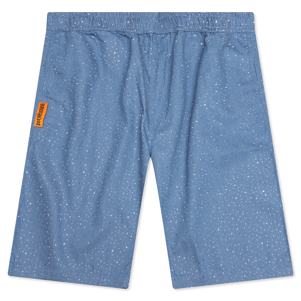 Glitter Baggy Denim Shorts - Light Indigo