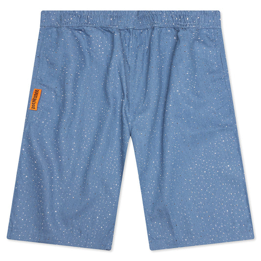 Glitter Baggy Denim Shorts - Light Indigo