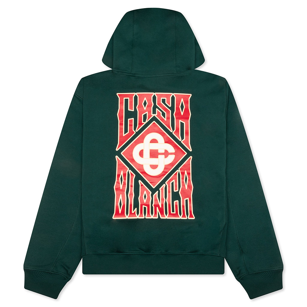 Gothic Stacked Logo Printed Hoodie - Green