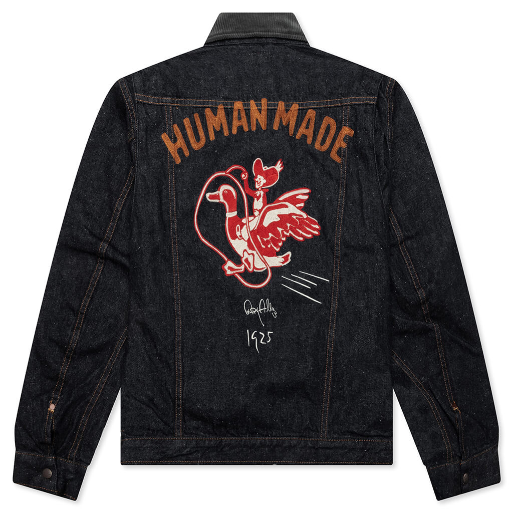 Zip-Up Denim Work Jacket - Indigo