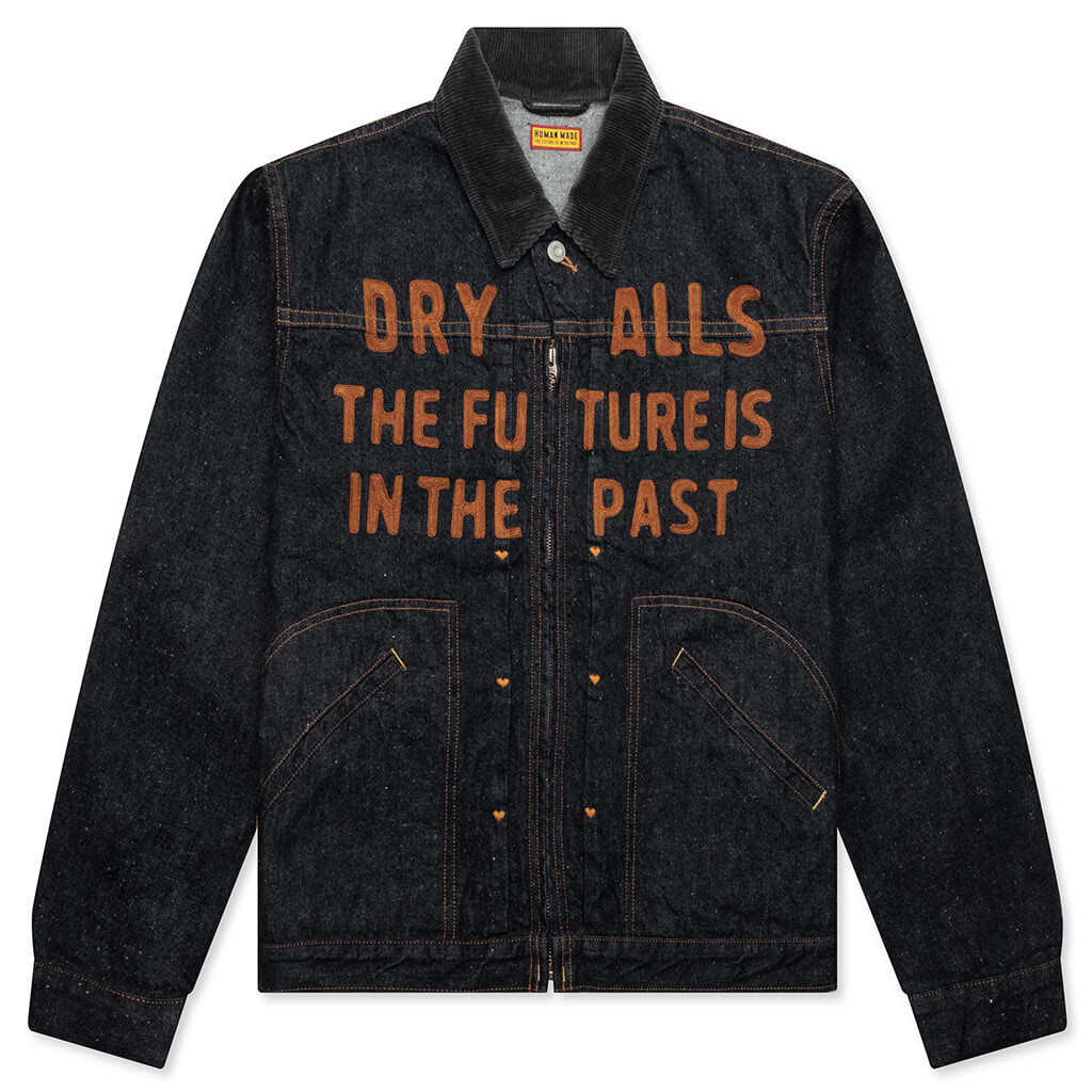 Zip-Up Denim Work Jacket - Indigo