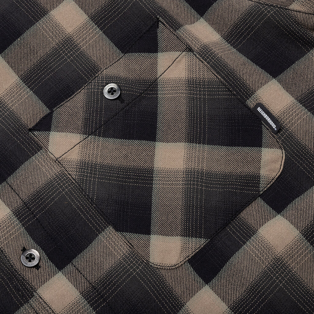 Half Hombre Check Shirt L/S - Beige