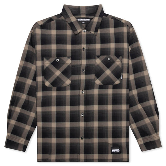 Half Hombre Check Shirt L/S - Beige