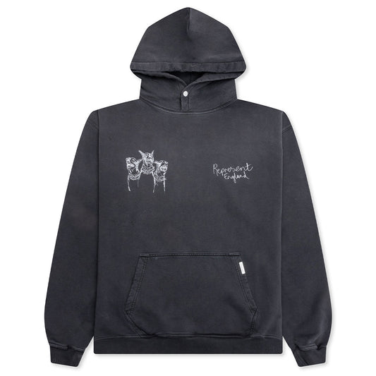 Hand Drawn Thoroughbred Dogs Hoodie - Aged Black