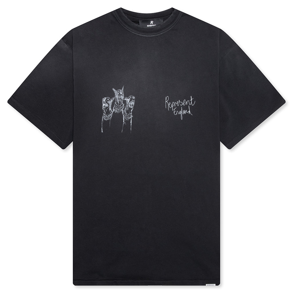 Hand Drawn Thoroughbred Dogs T-Shirt - Aged Black
