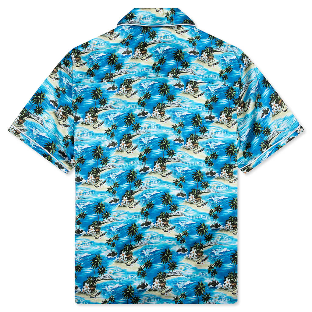 Hitchcock Hawaiian Silk Shirt - Blue