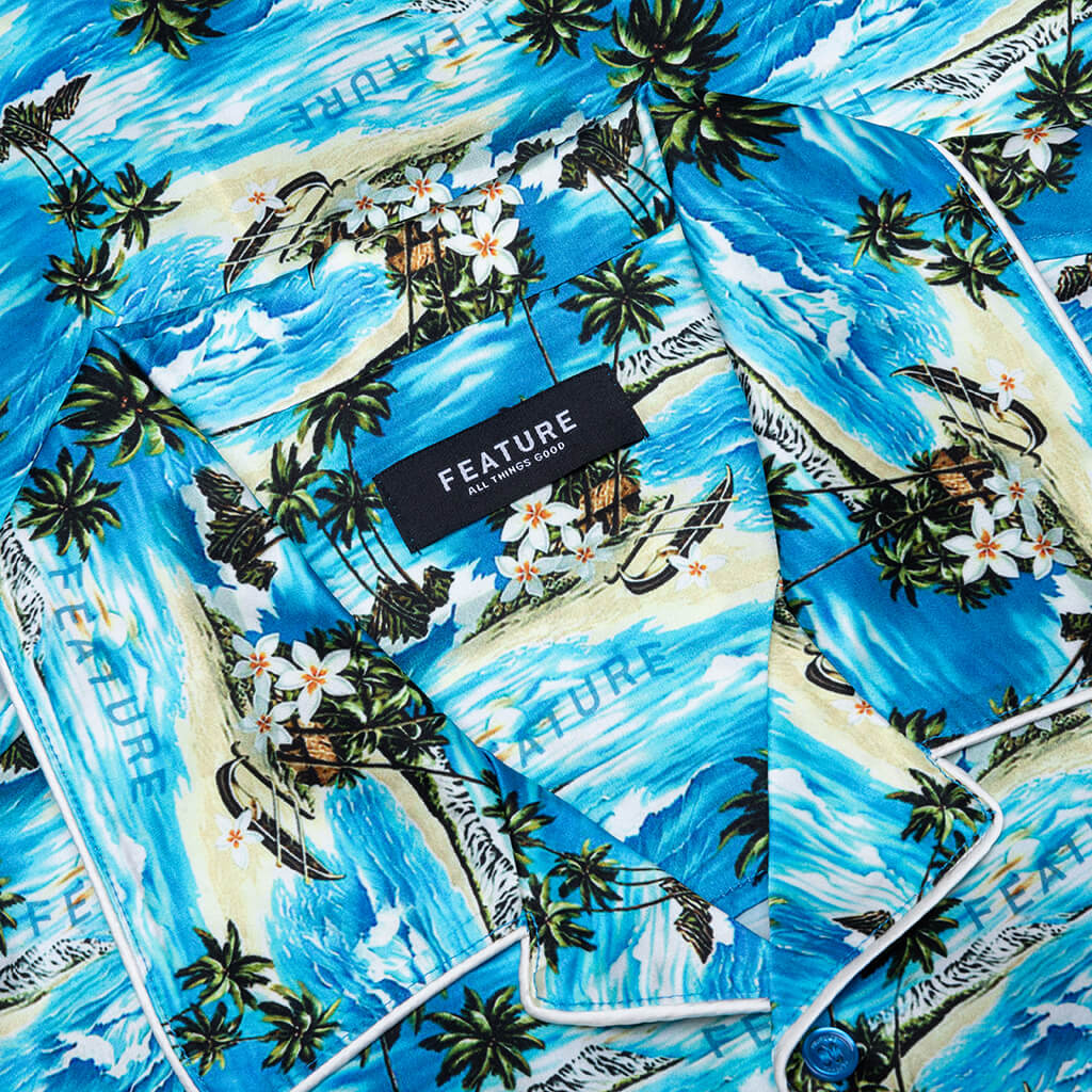 Hitchcock Hawaiian Silk Shirt - Blue
