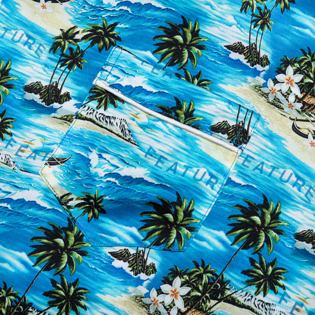 Hitchcock Hawaiian Silk Shirt - Blue