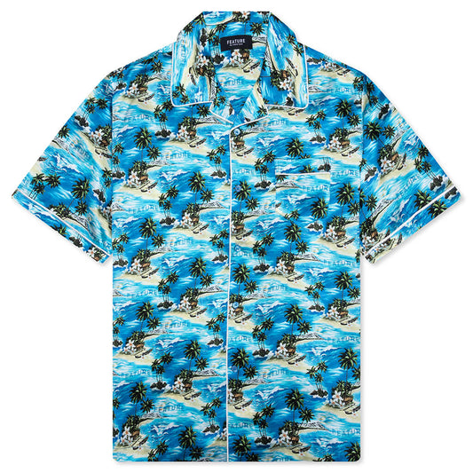Hitchcock Hawaiian Silk Shirt - Blue