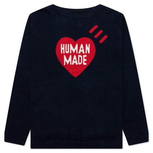 Heart Knit Sweater - Navy
