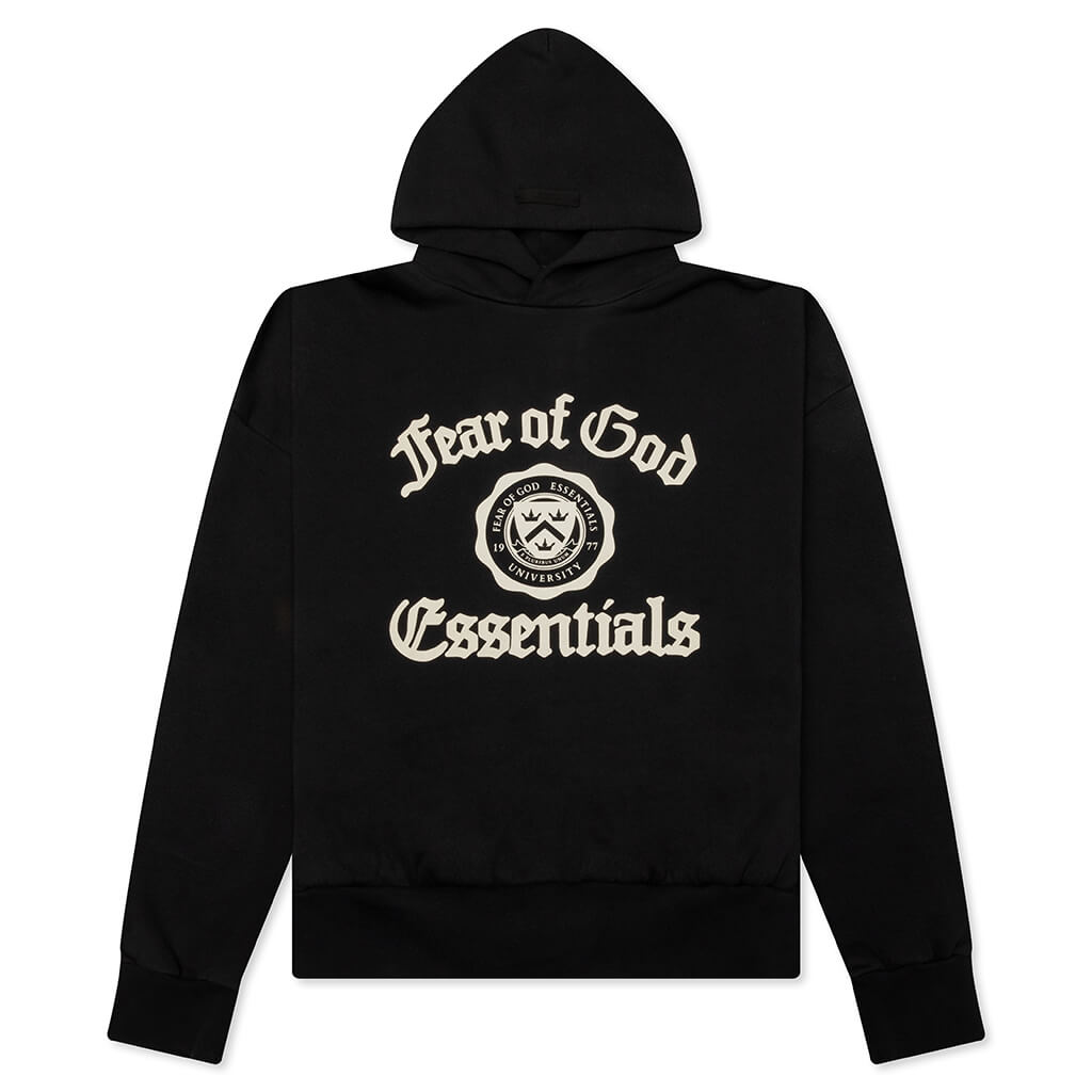 Heavy Fleece Vintage Shrunken Hoodie - Black