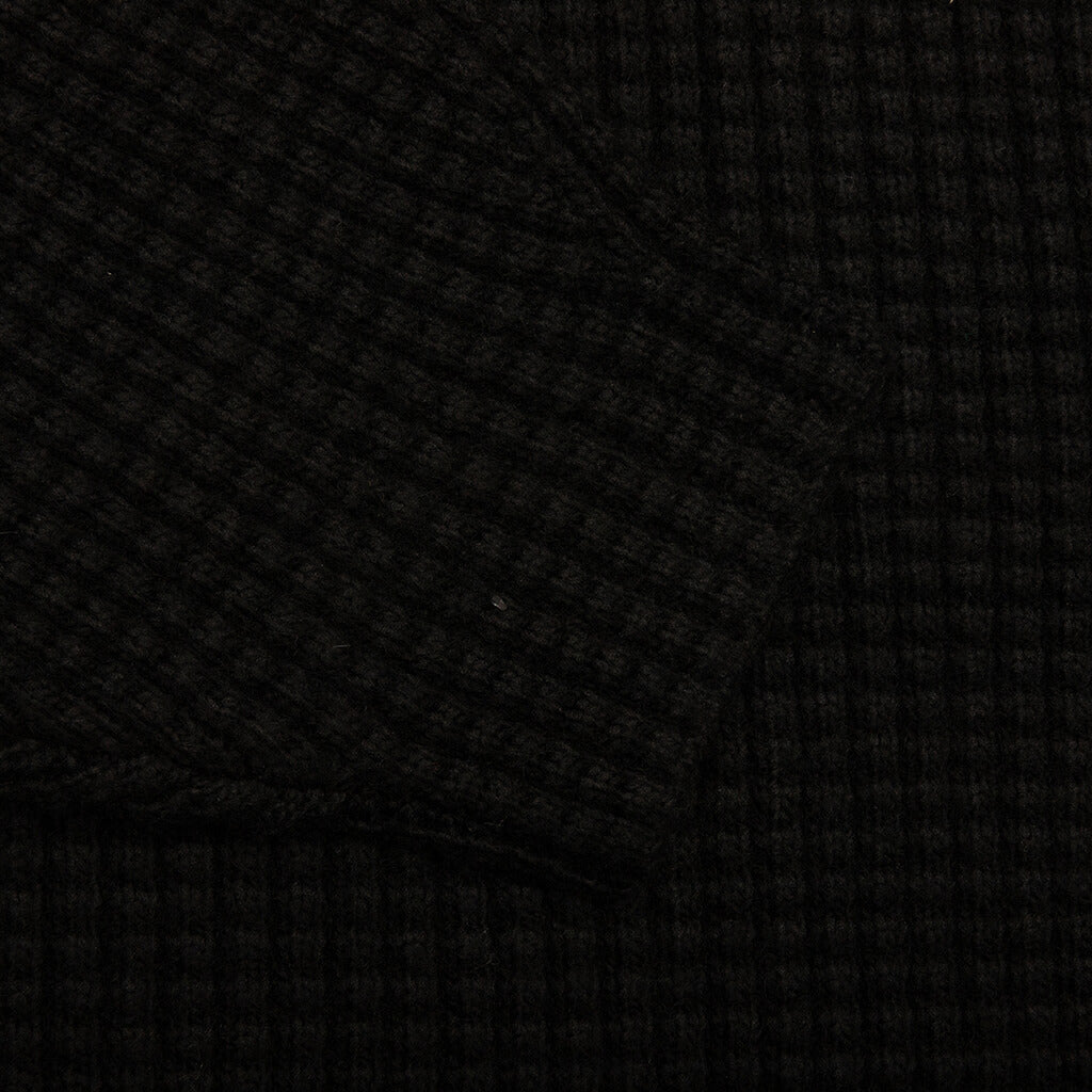 Heavy Waffle Cardigan - Black