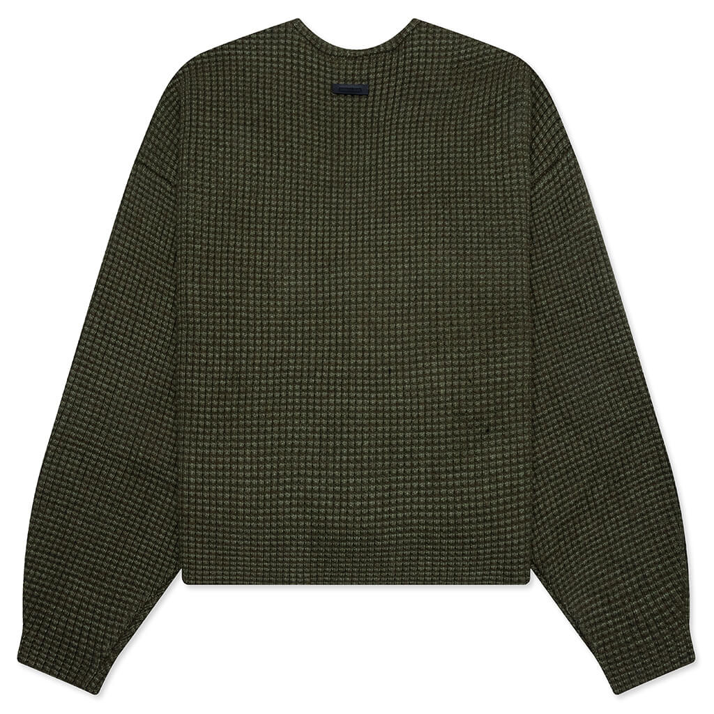 Heavy Waffle Cardigan - Military