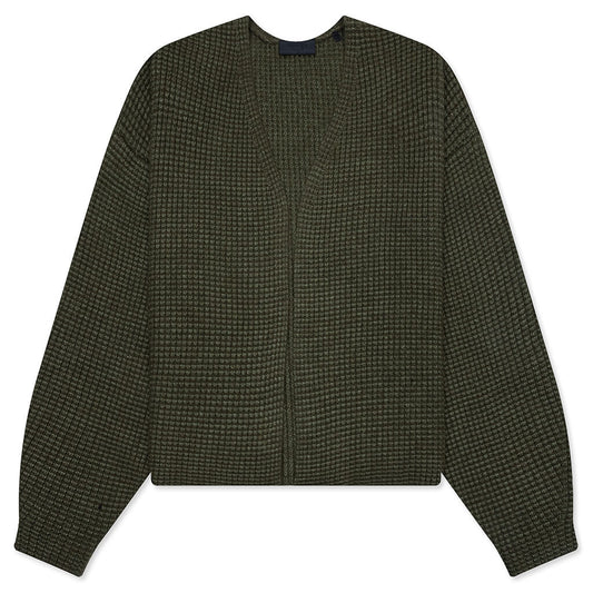 Heavy Waffle Cardigan - Military