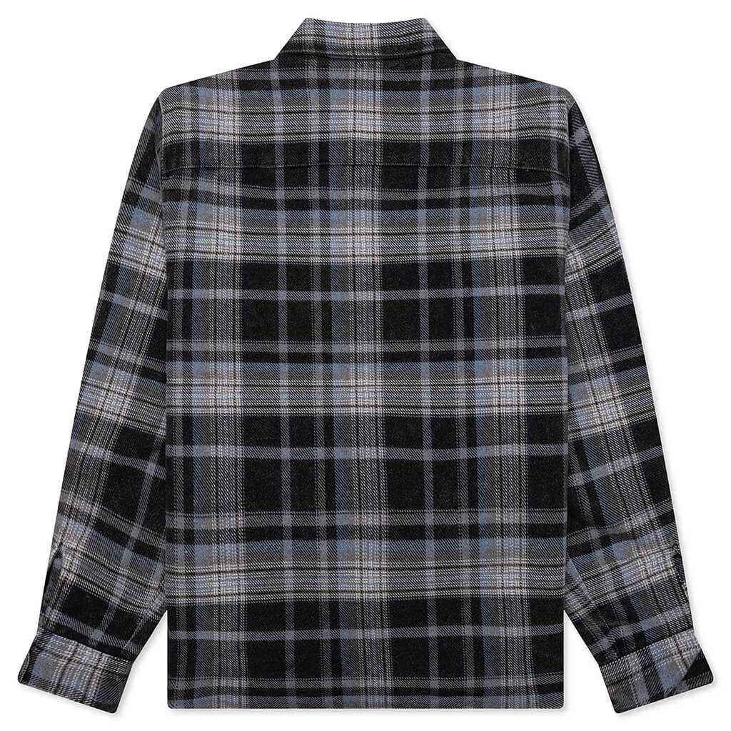 Heavy Washed Plaid Shirt - Blue