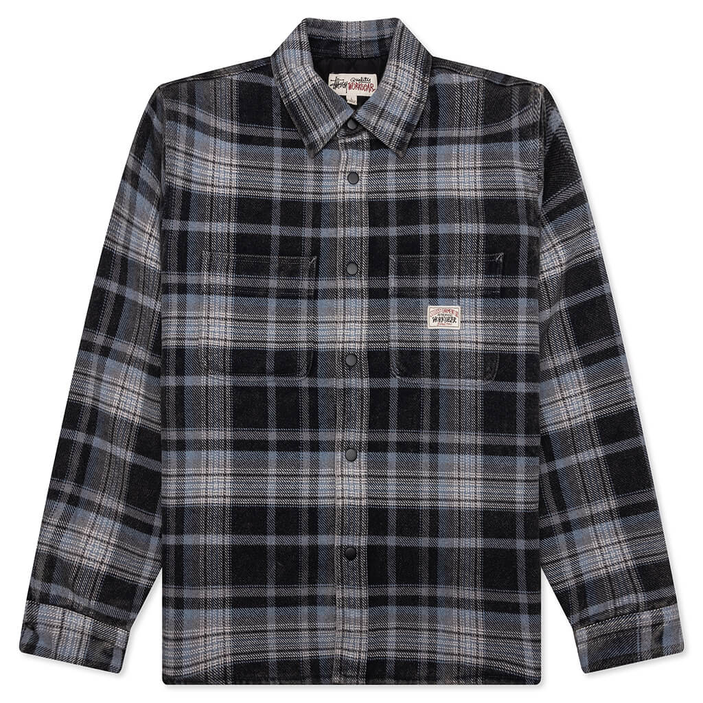 Heavy Washed Plaid Shirt - Blue