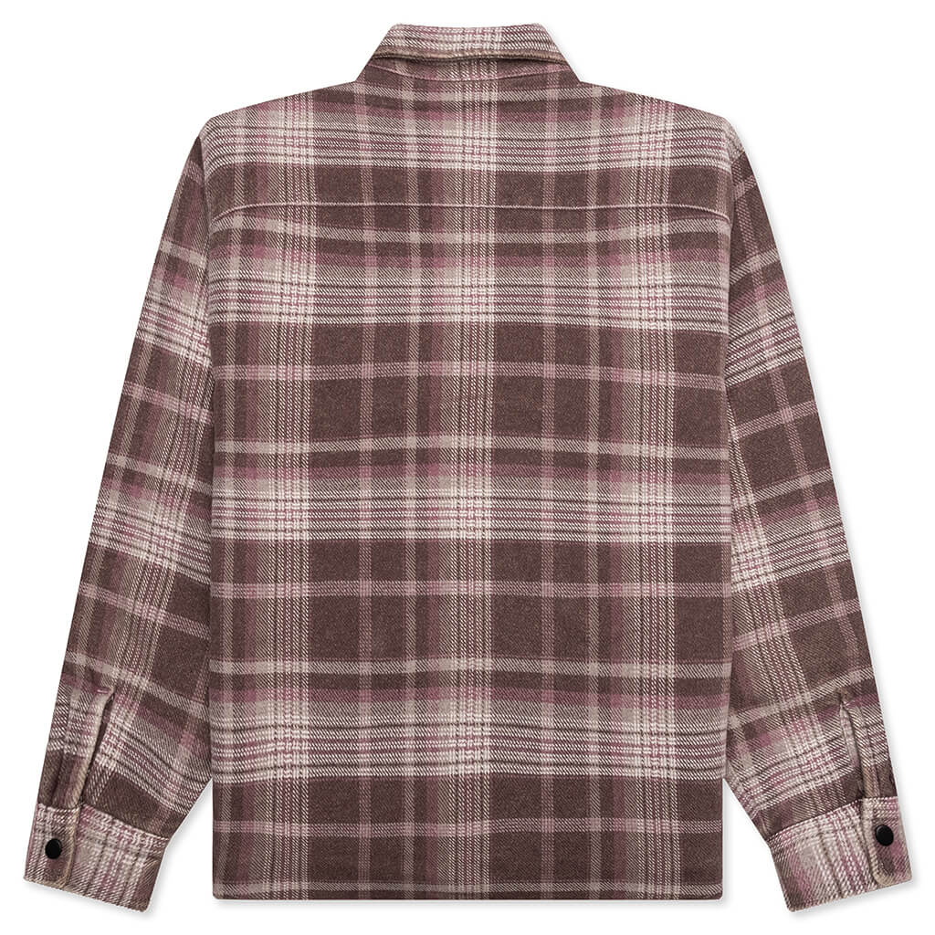 Heavy Washed Plaid Shirt - Brown