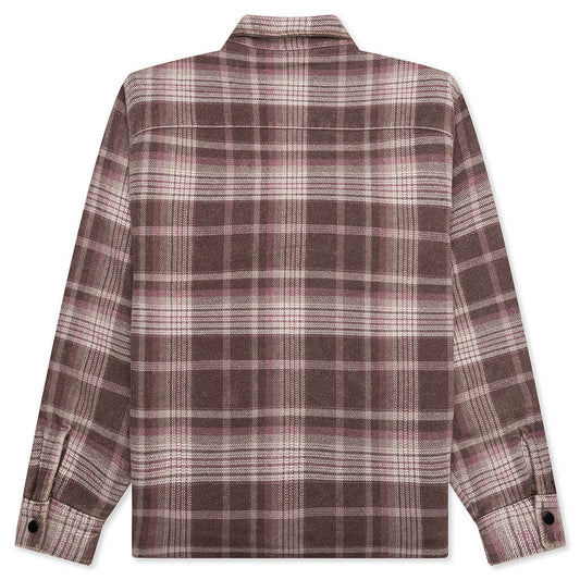 Heavy Washed Plaid Shirt - Brown