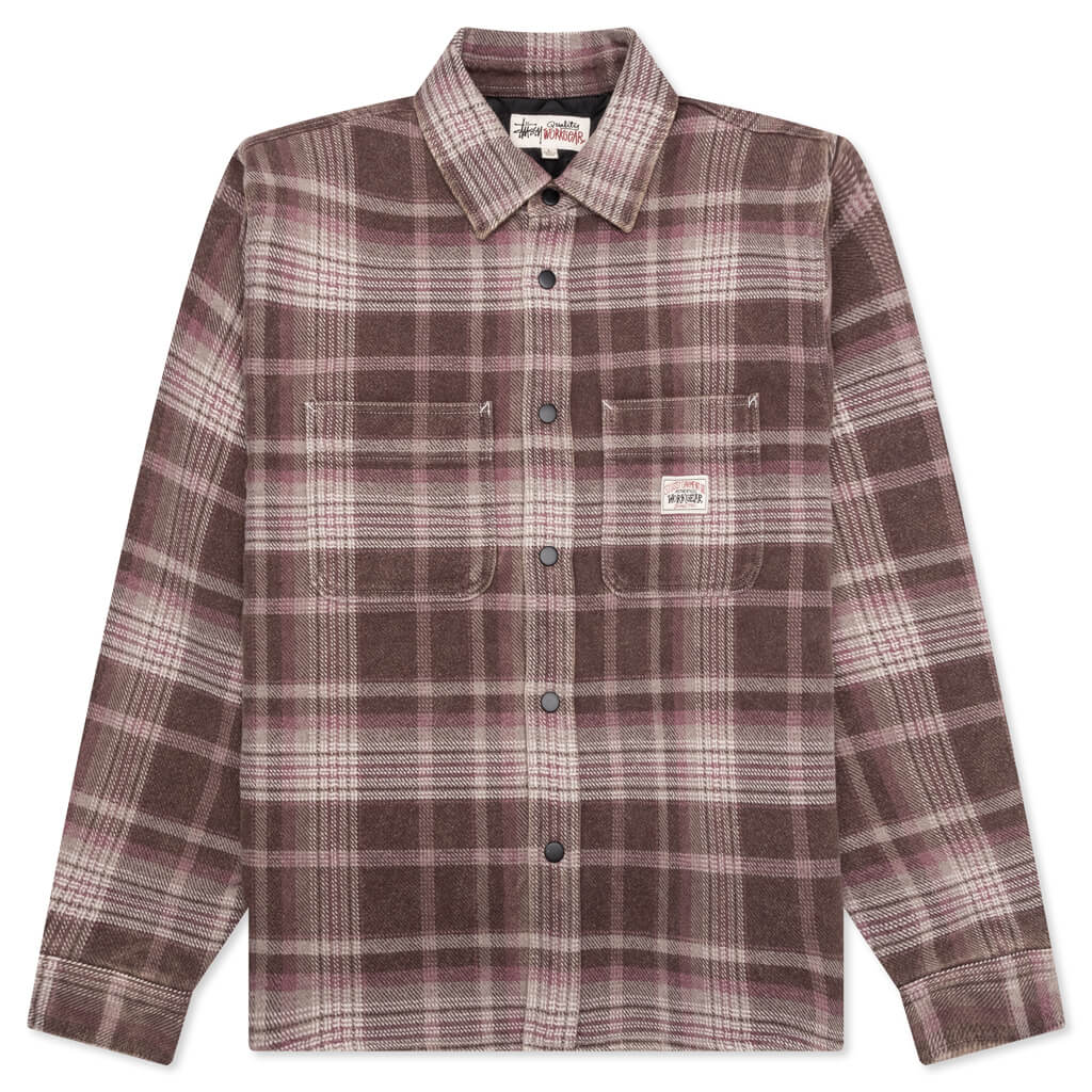 Heavy Washed Plaid Shirt - Brown