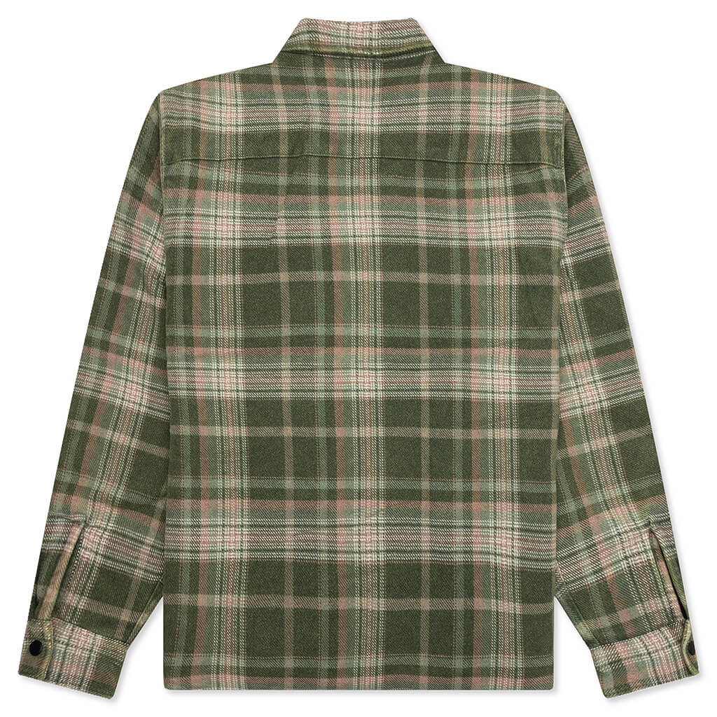 Heavy Washed Plaid Shirt - Green
