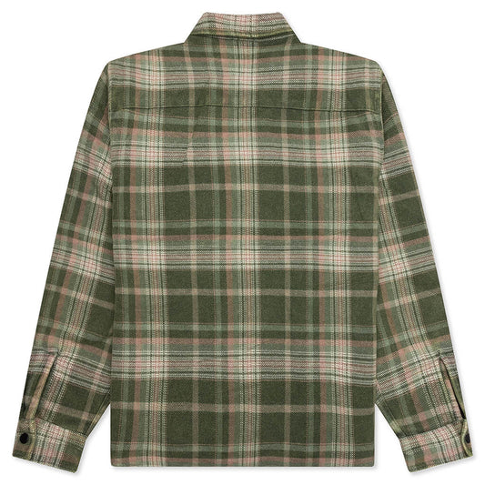 Heavy Washed Plaid Shirt - Green