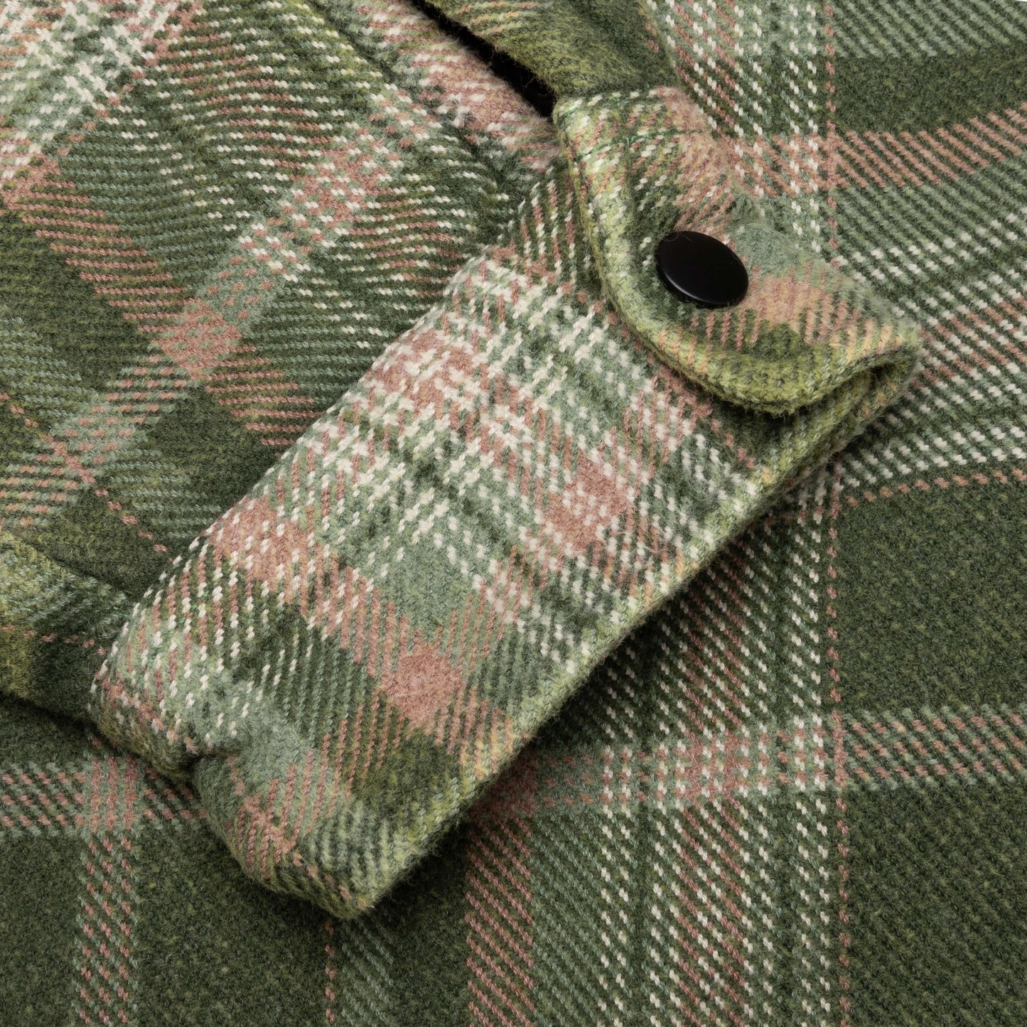 Heavy Washed Plaid Shirt - Green