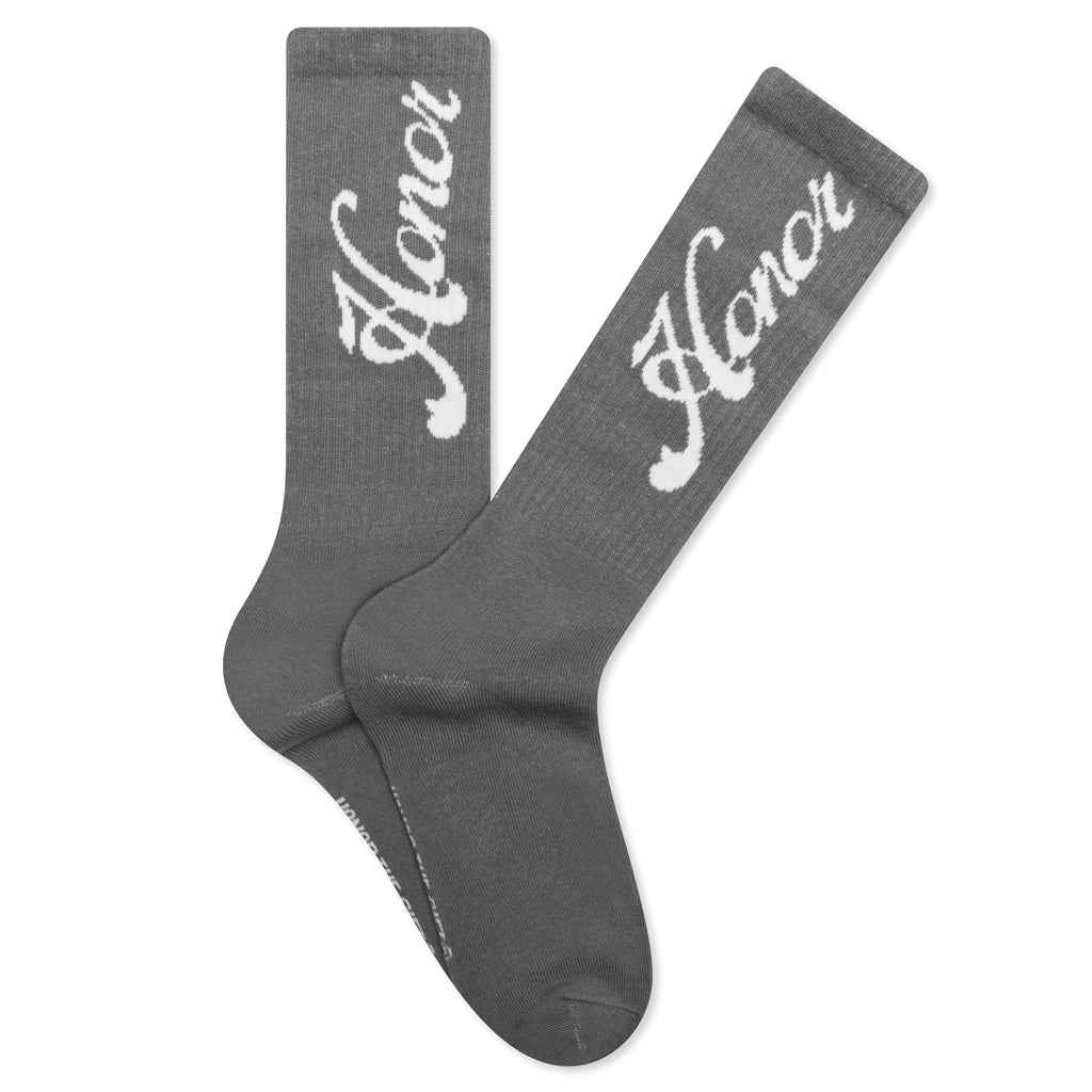 Honor Script Ribbed Sock - Stone