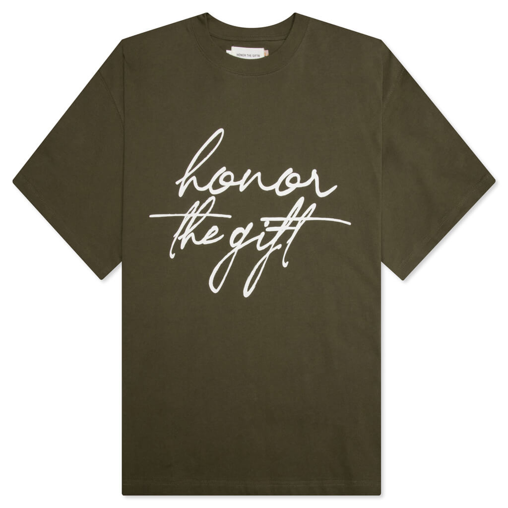 HTG Script S/S Tee - Olive