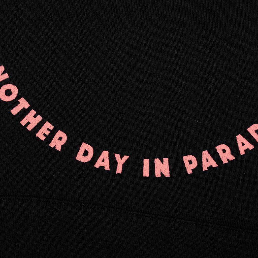 Fleece Hoodie With Unicorns Embroidery - Black