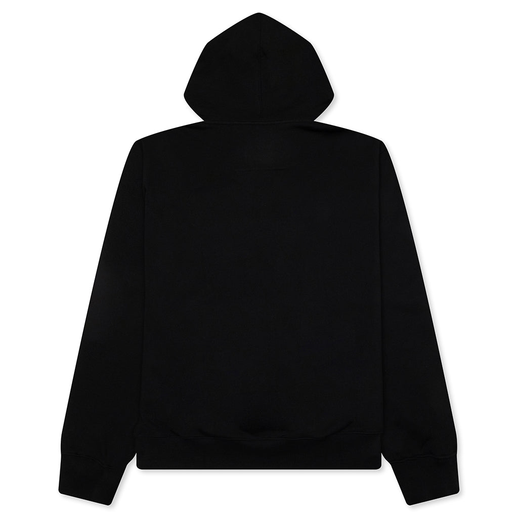 Fleece Hoodie With Unicorns Embroidery - Black