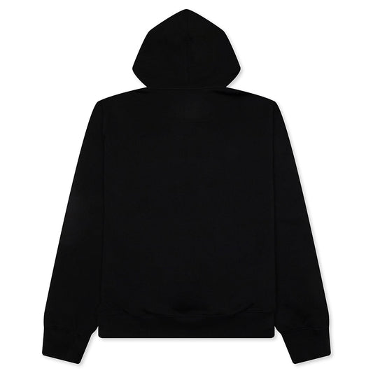Fleece Hoodie With Unicorns Embroidery - Black