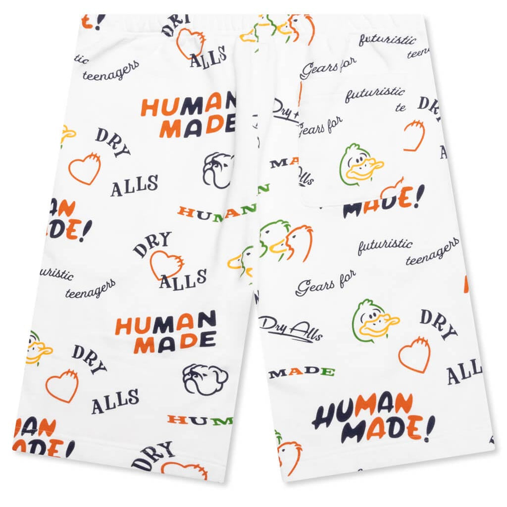 Printed Sweat Shorts - White