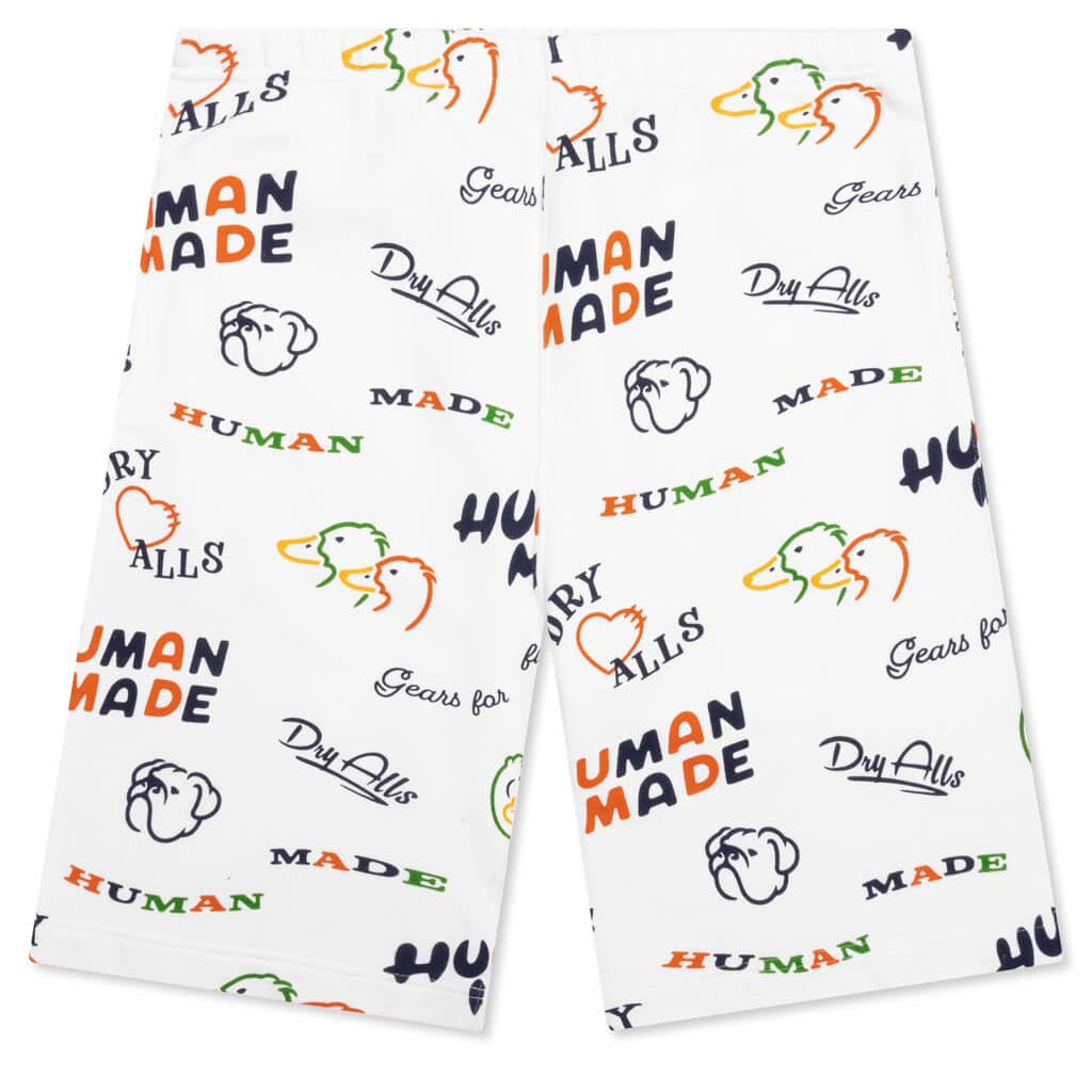 Printed Sweat Shorts - White