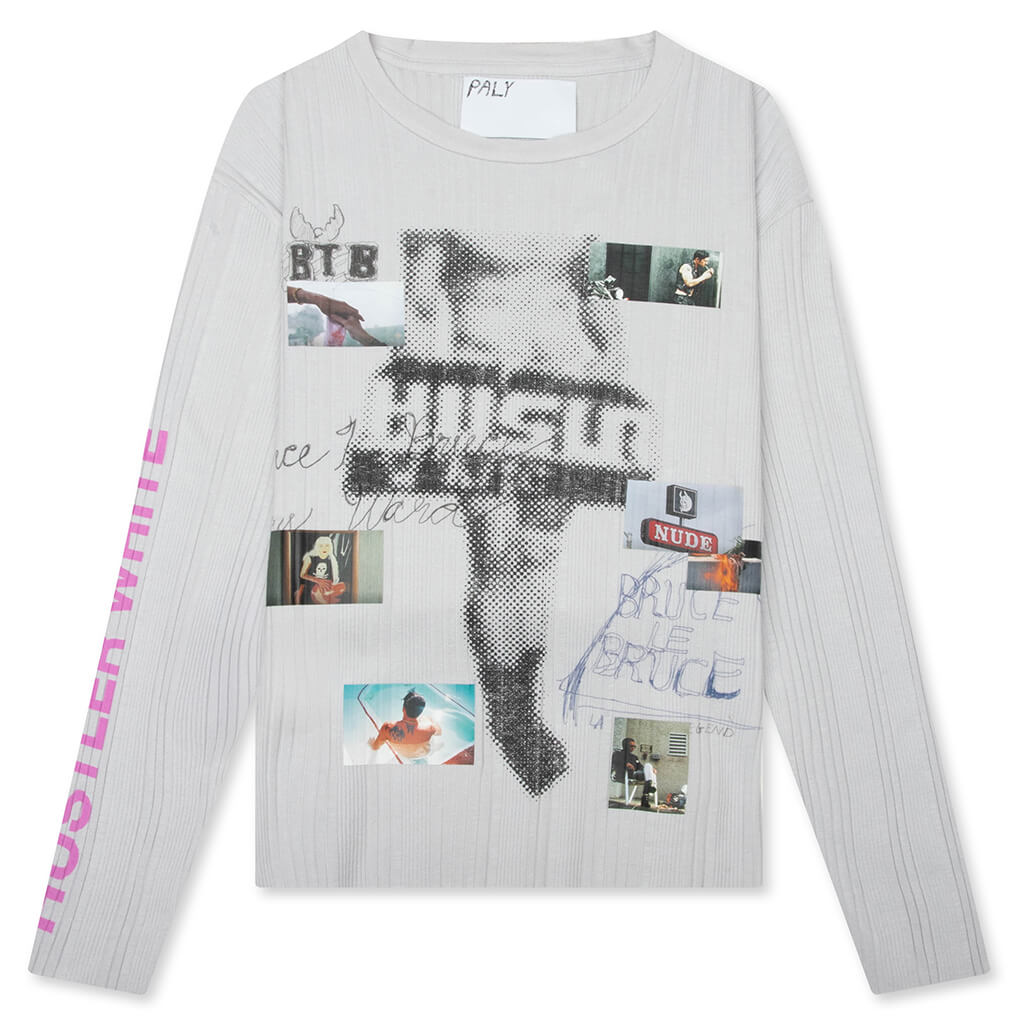 Hustlr White Rib L/S Tee - White