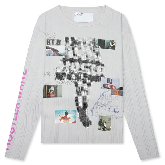 Hustlr White Rib L/S Tee - White